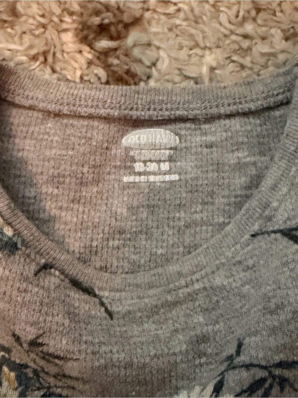 Old Navy Grey Floral Long-Sleeve Baby Bodysuit with Pink Accents